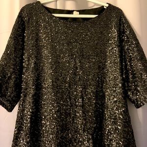 NEW! GAP Sequined Black Dolman Sleeve Top M